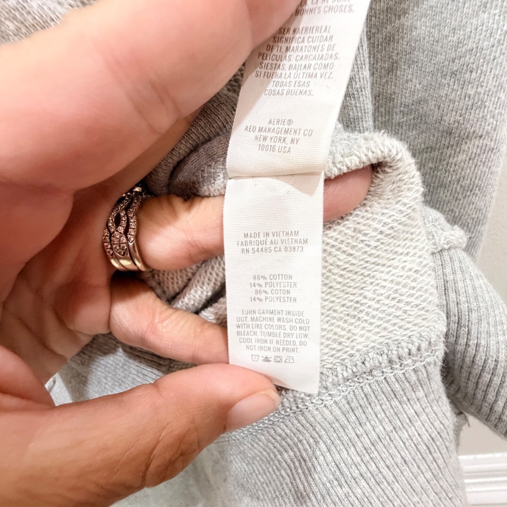 Aerie Women XL Vacay Every Day Slouchy Sweatshirt gray Distressed Oversized - Picture 10 of 14